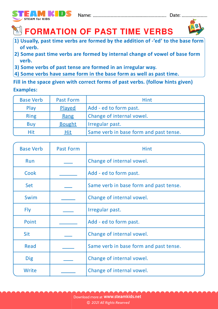 Free English Worksheet - Use of present tense verbs - Worksheet 10