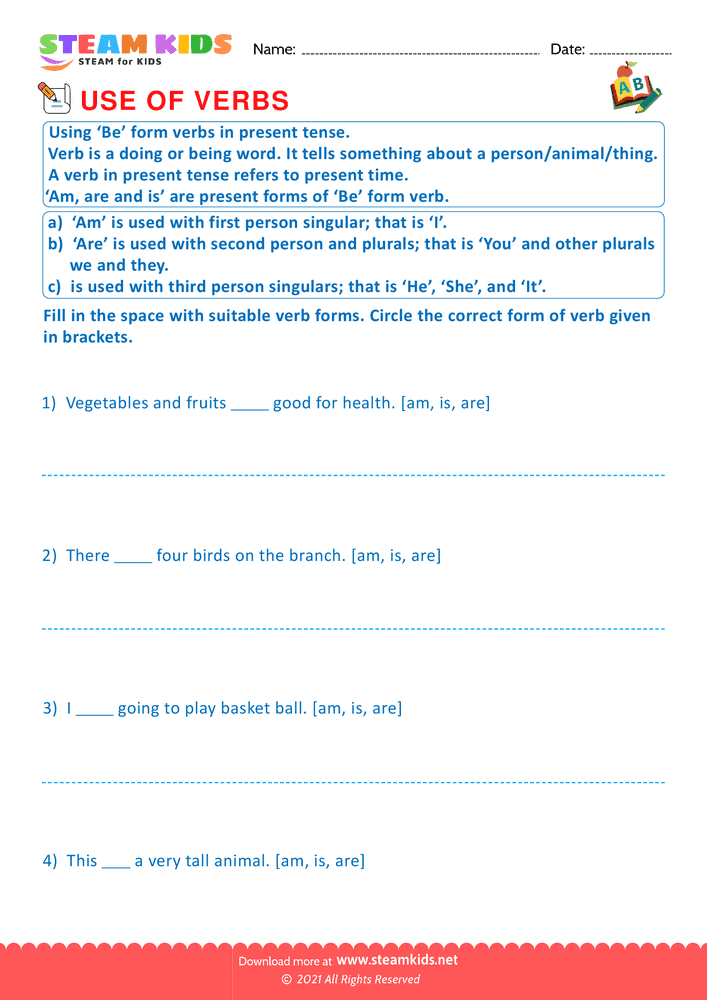 Free English Worksheet - Use of verbs - Worksheet 4