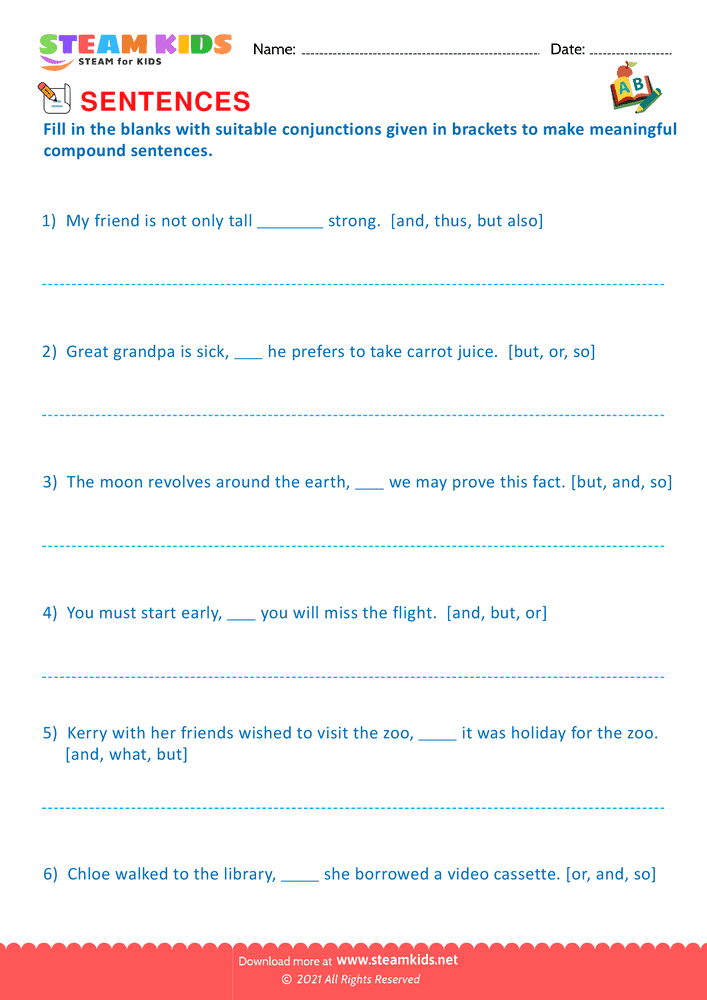 Free English Worksheet - Simple and compound sentence - Worksheet 8