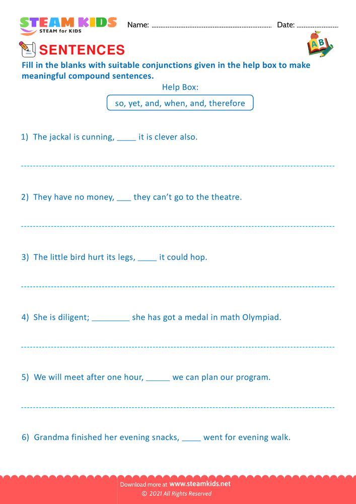 Free English Worksheet - Simple and compound sentence - Worksheet 17