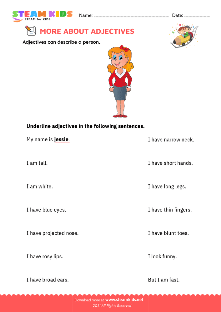 Free English Worksheet - Common adjectives - Worksheet 1