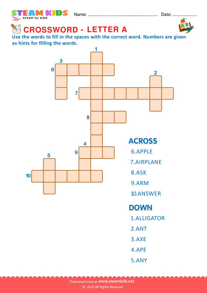 Free English Worksheet - Crosswords with a