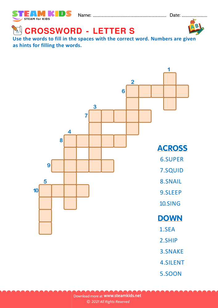 Free English Worksheet - Crosswords with s