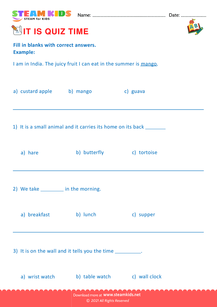 Free English Worksheet - Quiz - Worksheet 7