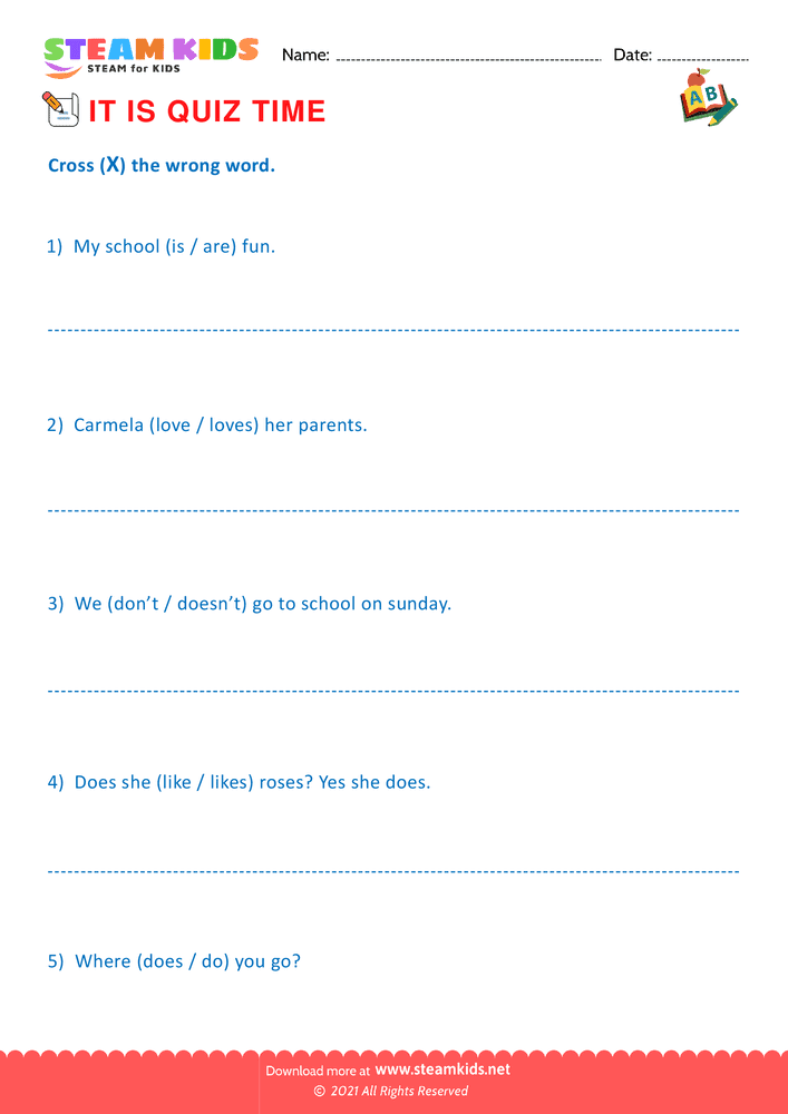 Free English Worksheet - Quiz - Worksheet 21