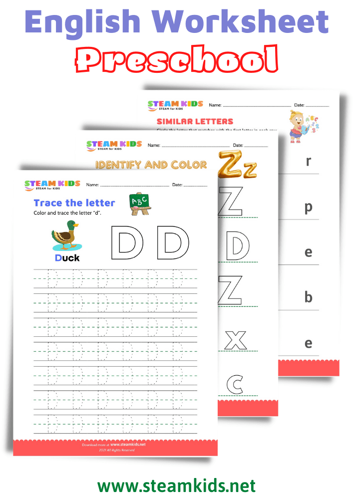 English Worksheets For Preschool