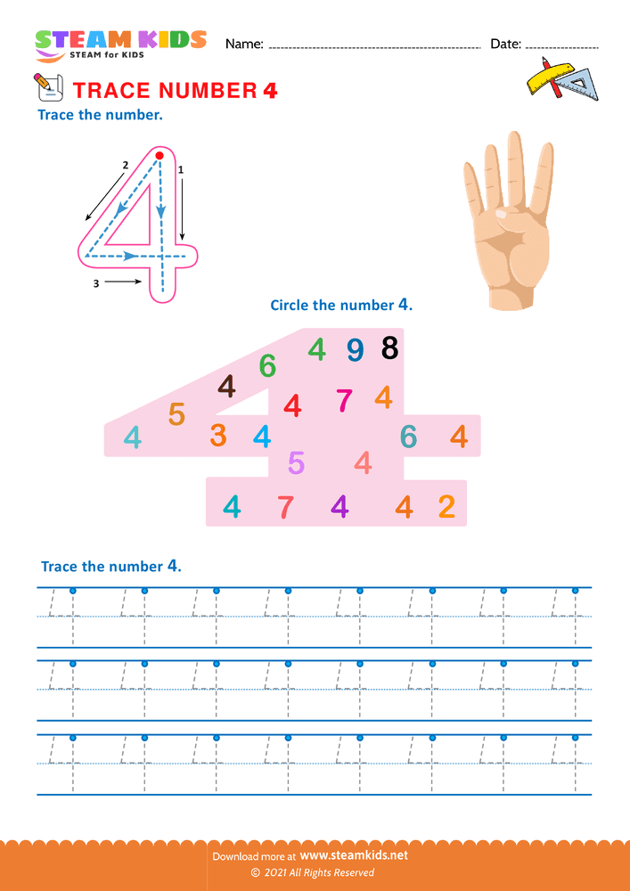 Free Math Worksheet - Trace number - Worksheet 6
