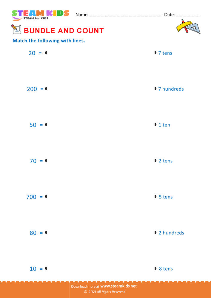 Free Math Worksheet - Bundle and Count - Worksheet 2