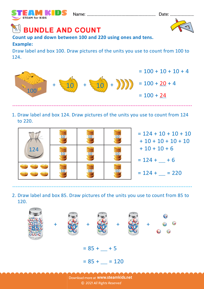 Free Math Worksheet - Bundle and Count - Worksheet 5