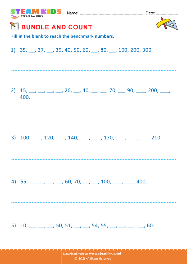 Free Math Worksheet - Bundle and Count - Worksheet 10