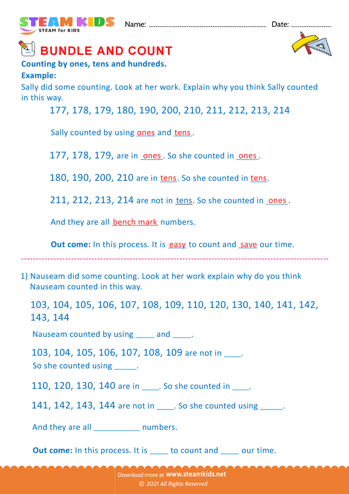 Free Math Worksheet - Bundle and Count - Worksheet 12