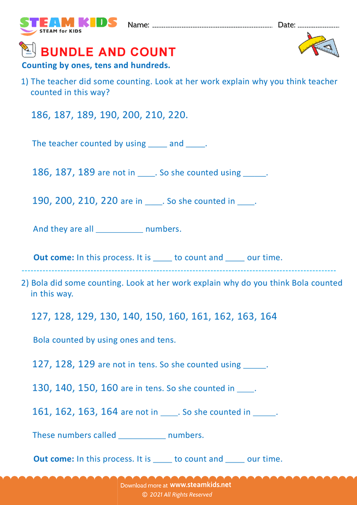 Free Math Worksheet - Bundle and Count - Worksheet 13