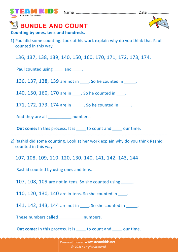 Free Math Worksheet - Bundle and Count - Worksheet 14
