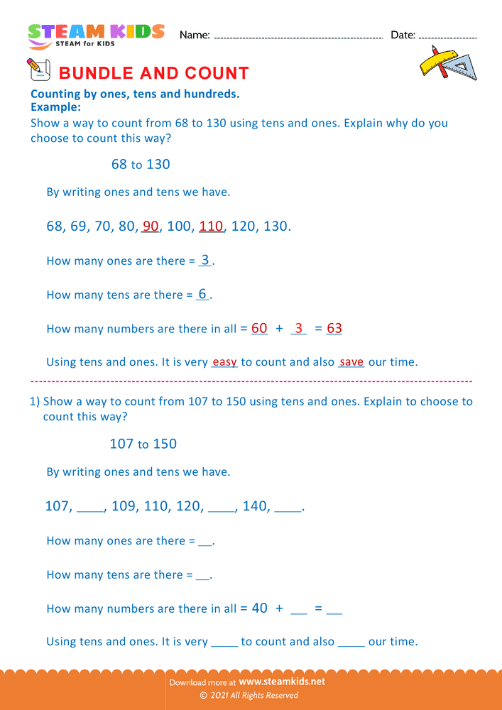 Free Math Worksheet - Bundle and Count - Worksheet 15