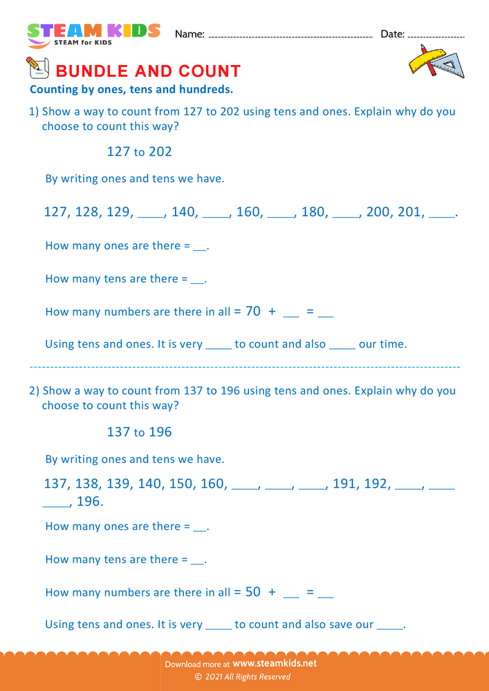 Free Math Worksheet - Bundle and Count - Worksheet 16