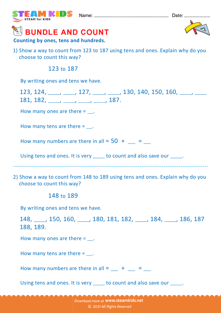 Free Math Worksheet - Bundle and Count - Worksheet 17