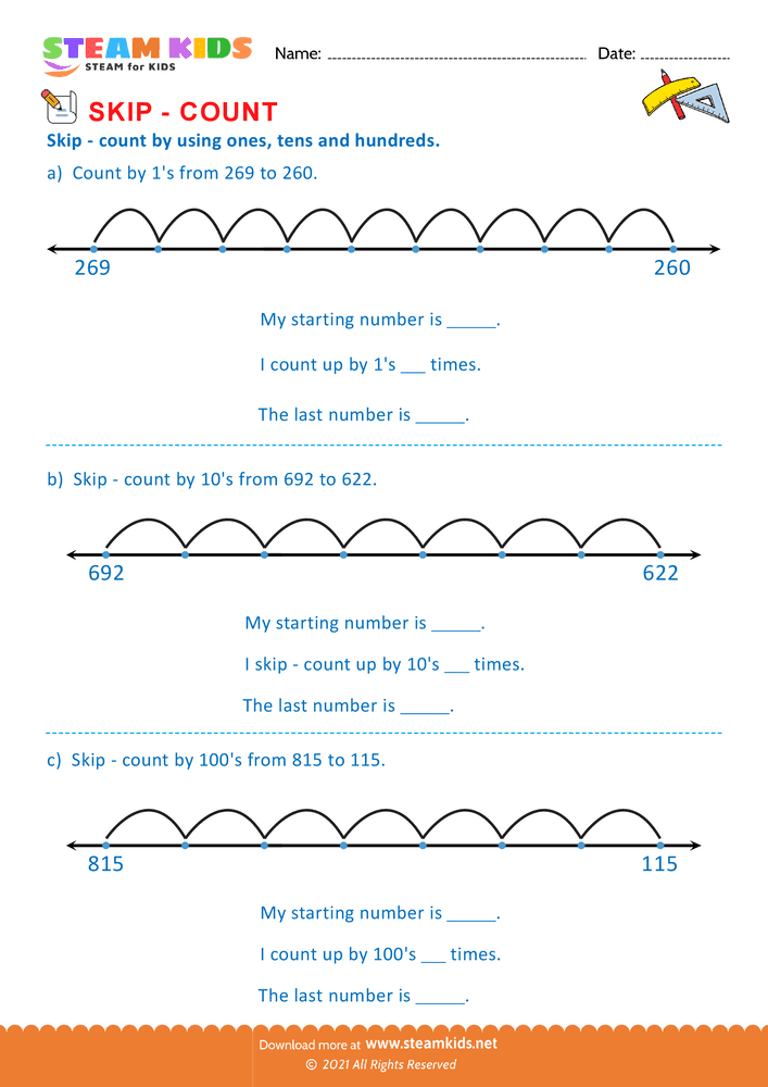 Free Math Worksheet - Skip Counting - Worksheet 4