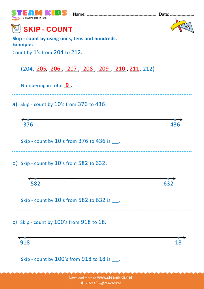 Free Math Worksheet - Skip Counting - Worksheet 8