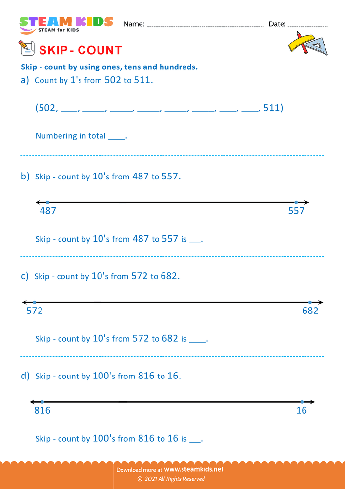 Free Math Worksheet - Skip Counting - Worksheet 9