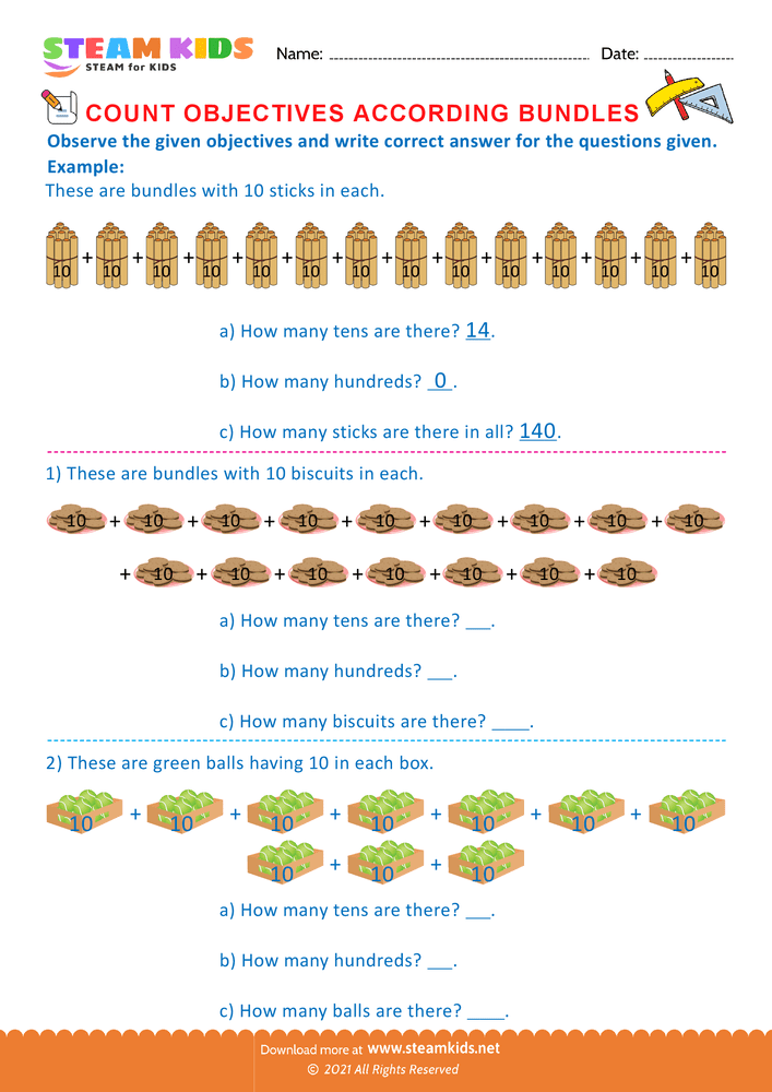 Free Math Worksheet - Counting Objects - Worksheet 1