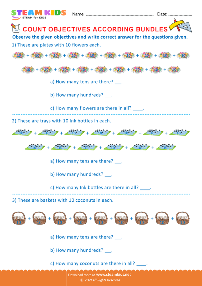 Free Math Worksheet - Counting Objects - Worksheet 4