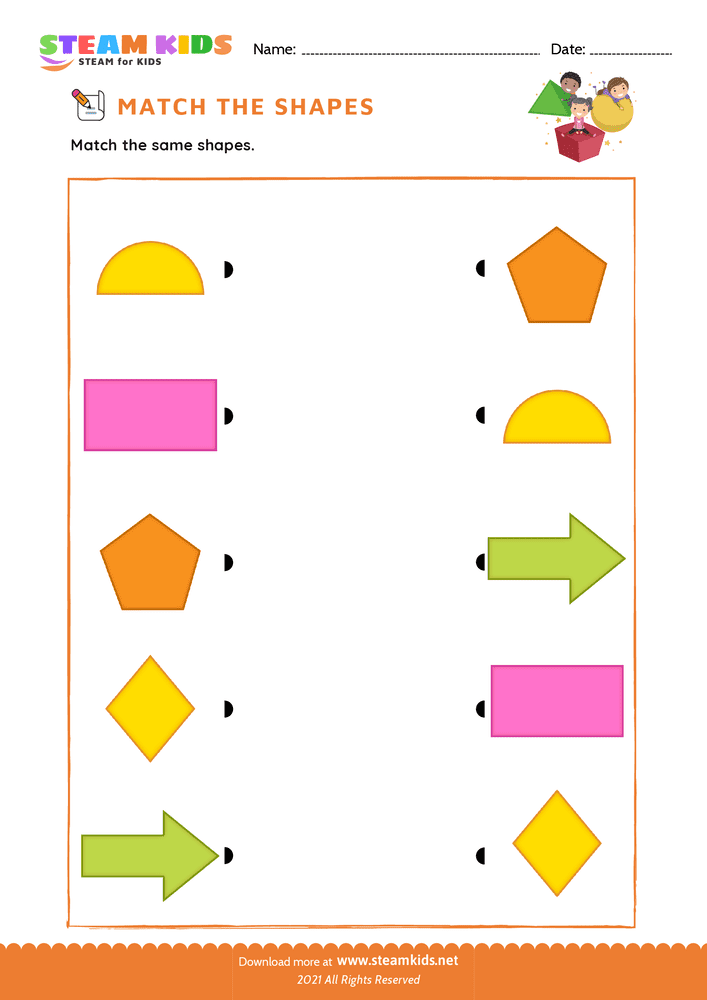 Free Math Worksheet - Match the Shapes - Worksheet 4