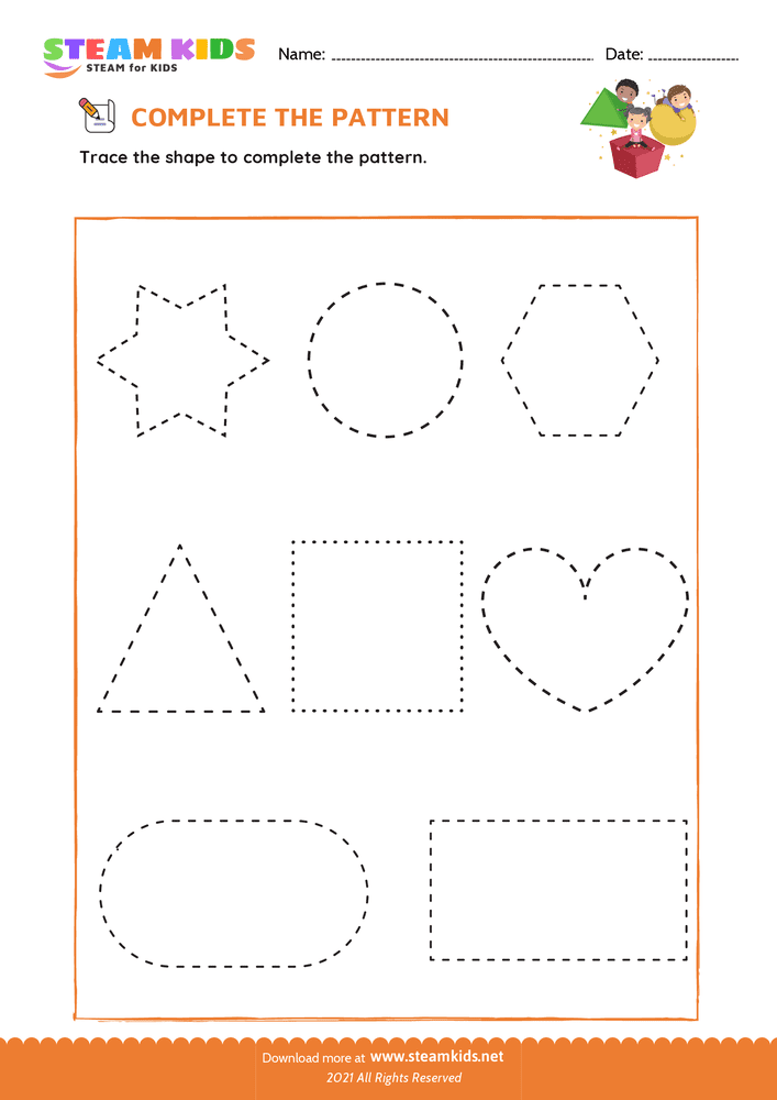 Free Math Worksheet - Complete the Pattern - Worksheet 5