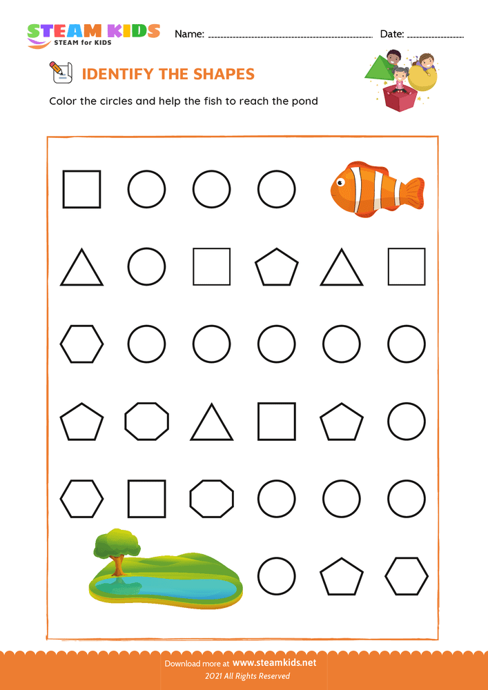 Free Math Worksheet - Identify Shapes - Worksheet 1