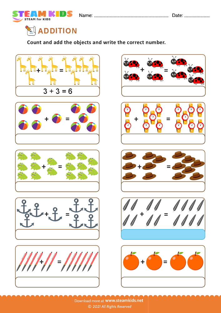 Free Math Worksheet - Add numbers - Worksheet 3