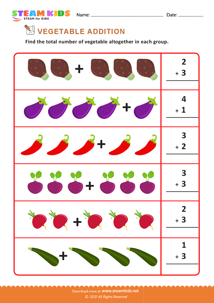 Free Math Worksheet - Add numbers - Worksheet 6