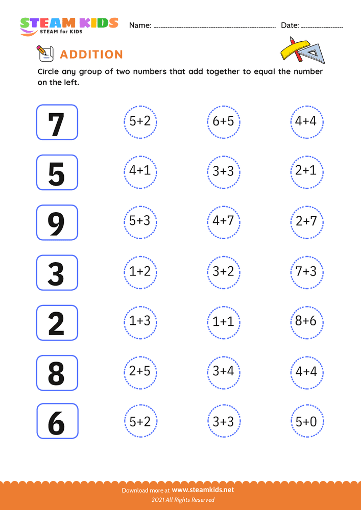 Free Math Worksheet - Addition fun - Worksheet 2