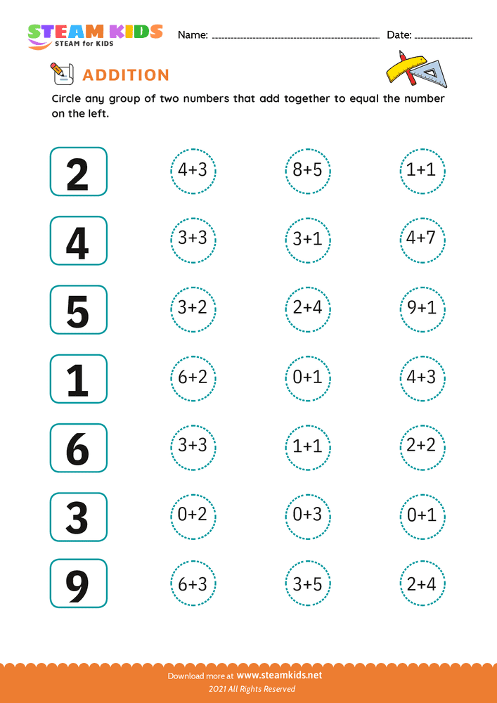 Free Math Worksheet - Addition fun - Worksheet 3