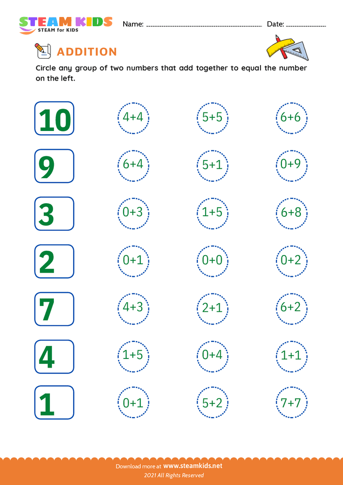 Free Math Worksheet - Addition fun - Worksheet 4