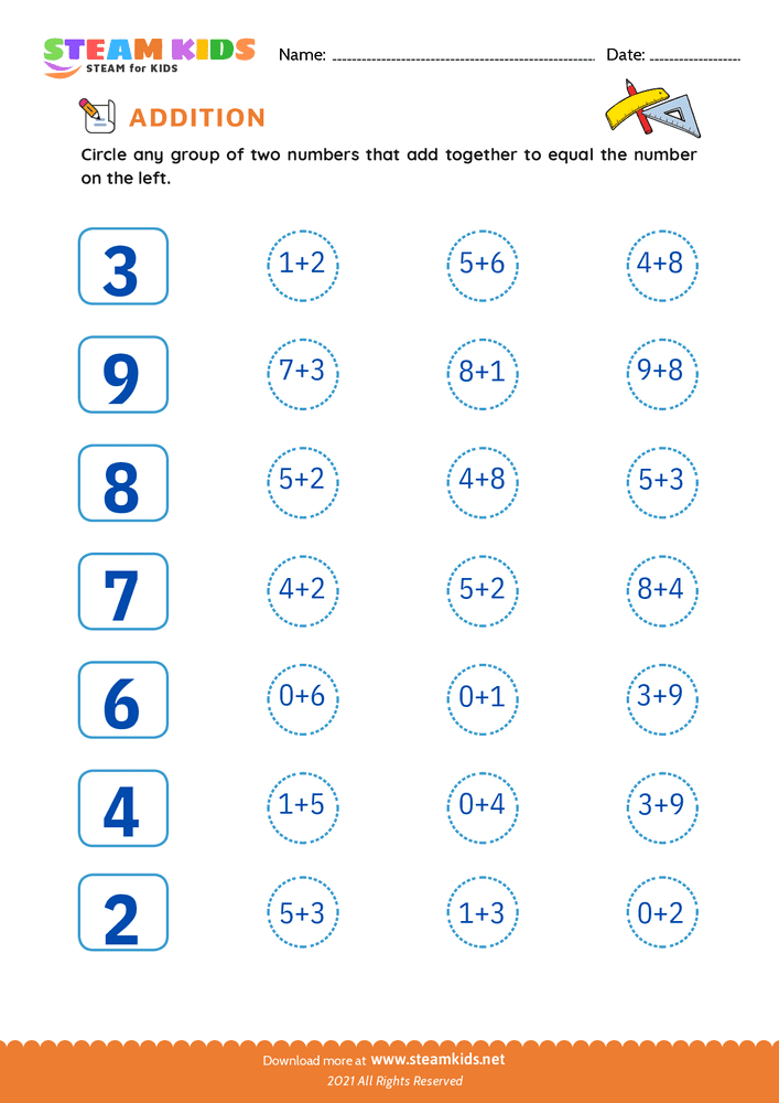 Free Math Worksheet - Addition fun - Worksheet 5