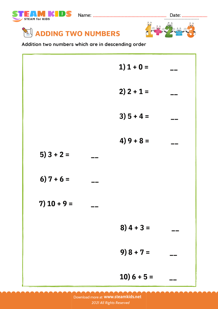 Free Math Worksheet - Adding doubles minus 1 - Worksheet 3