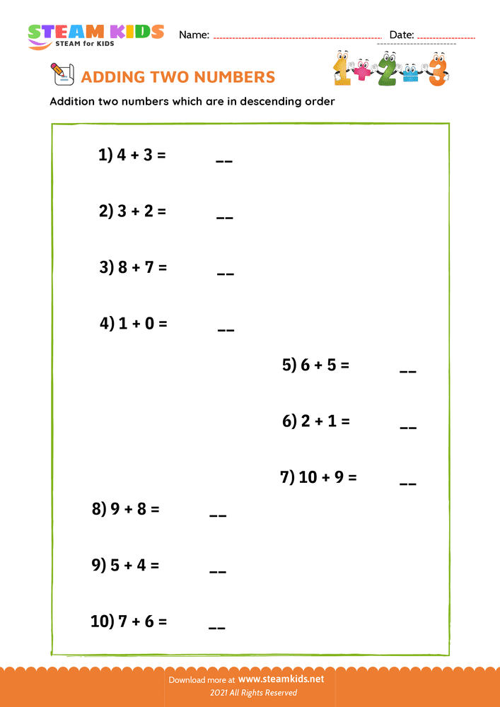 Free Math Worksheet - Adding doubles minus 1 - Worksheet 4