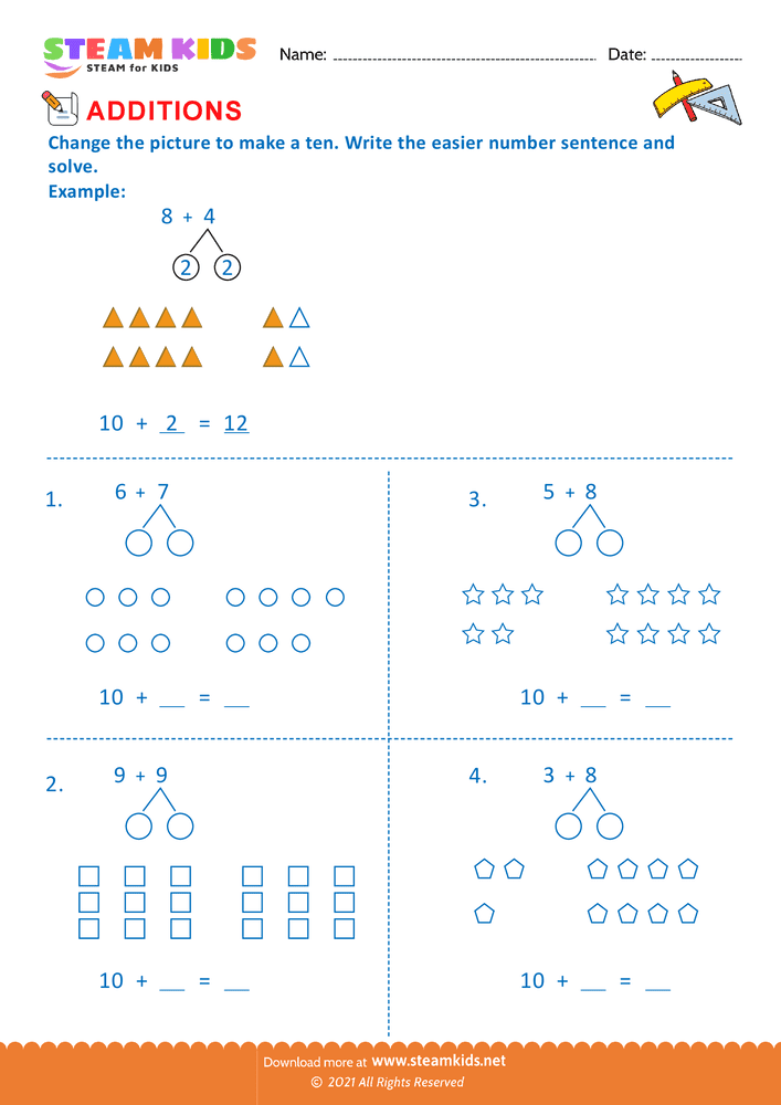 Free Math Worksheet - Make Ten - Worksheet 1