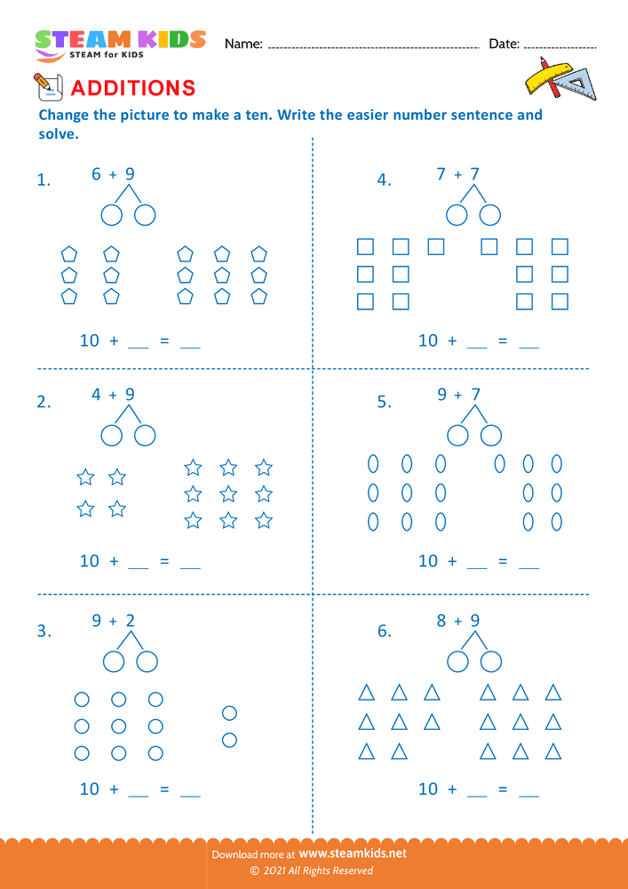 Free Math Worksheet - Make Ten - Worksheet 2