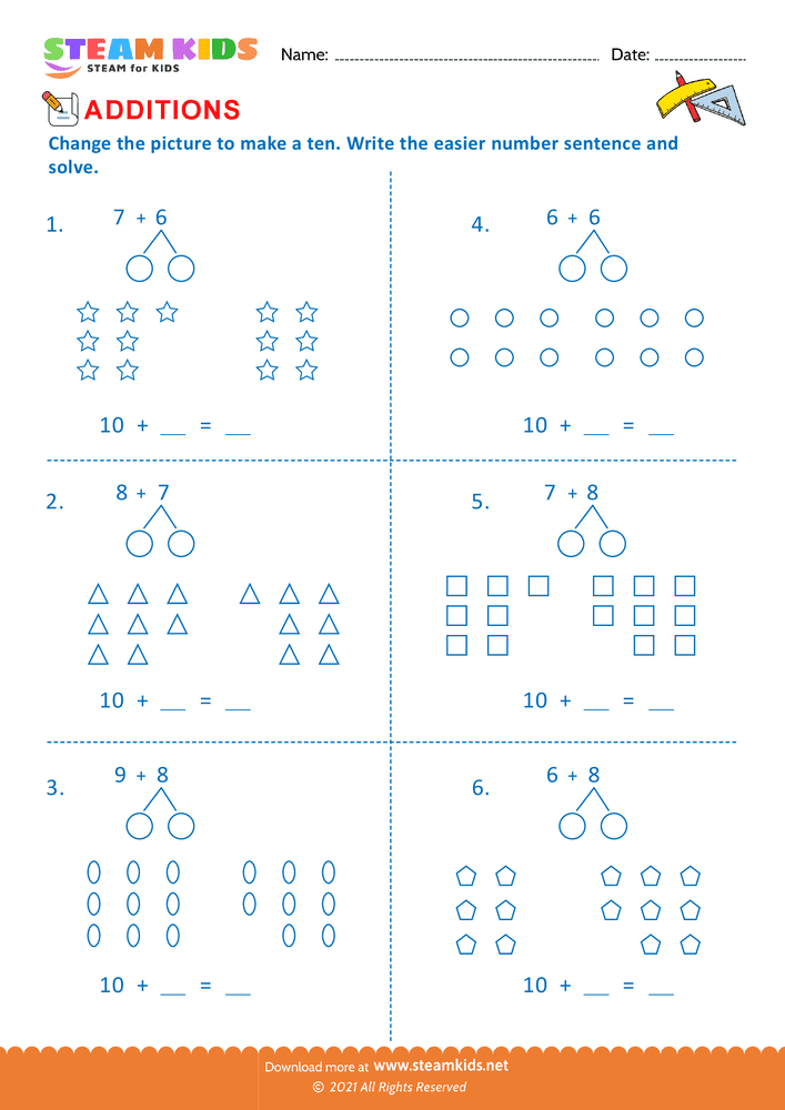 Free Math Worksheet - Make Ten - Worksheet 3