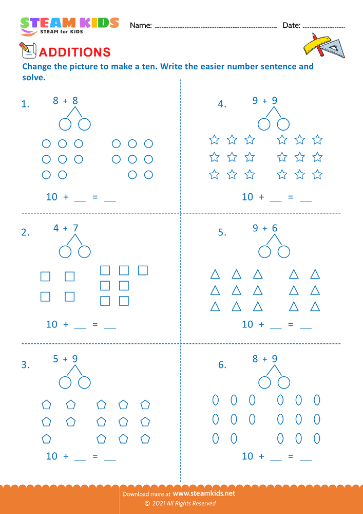 Free Math Worksheet - Make Ten - Worksheet 4