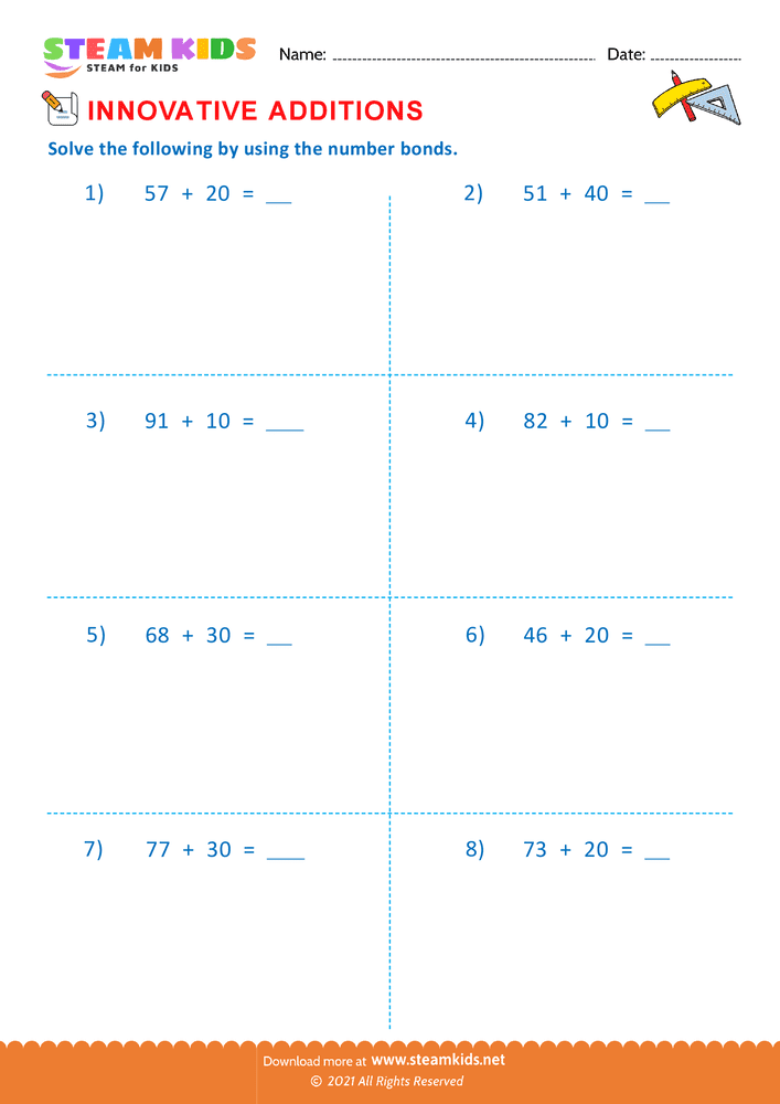 Free Math Worksheet - Innovative additions - Worksheet 3