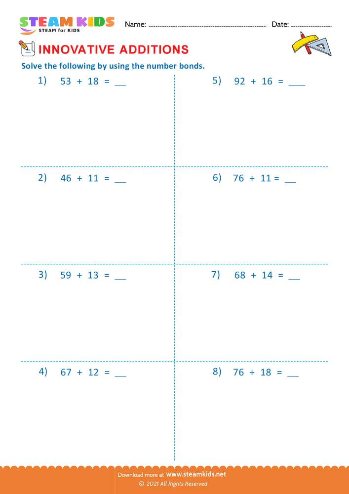 Free Math Worksheet - Innovative additions - Worksheet 5