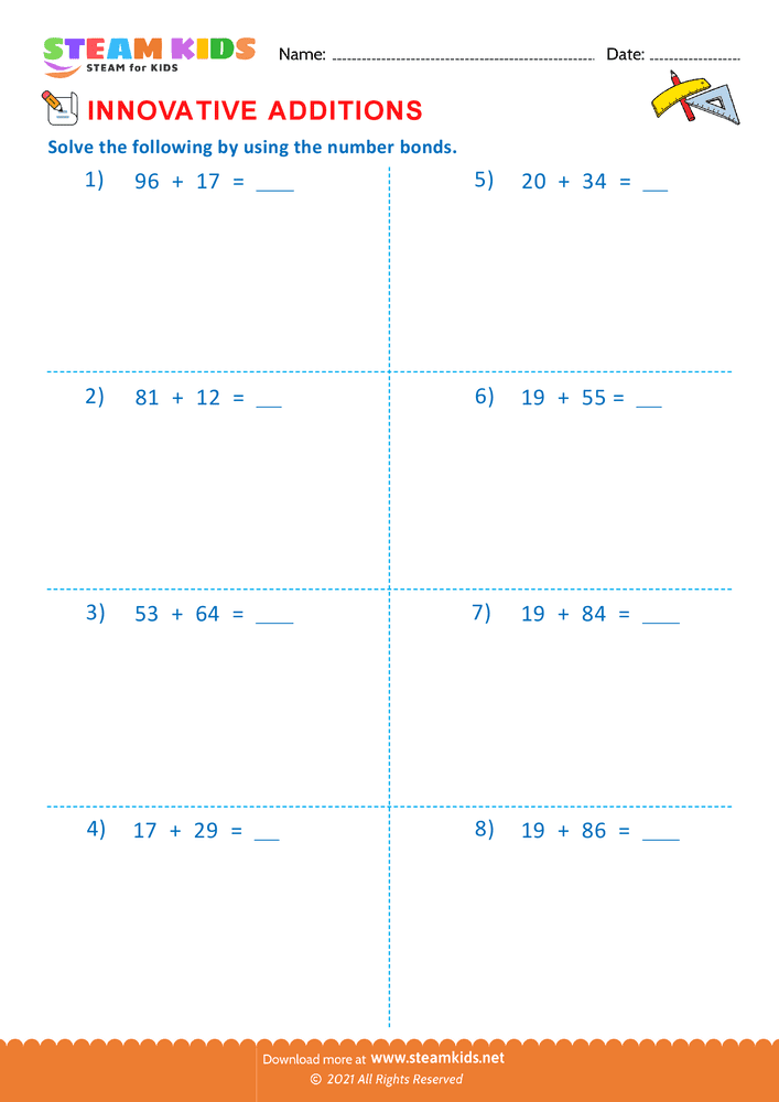 Free Math Worksheet - Innovative additions - Worksheet 7