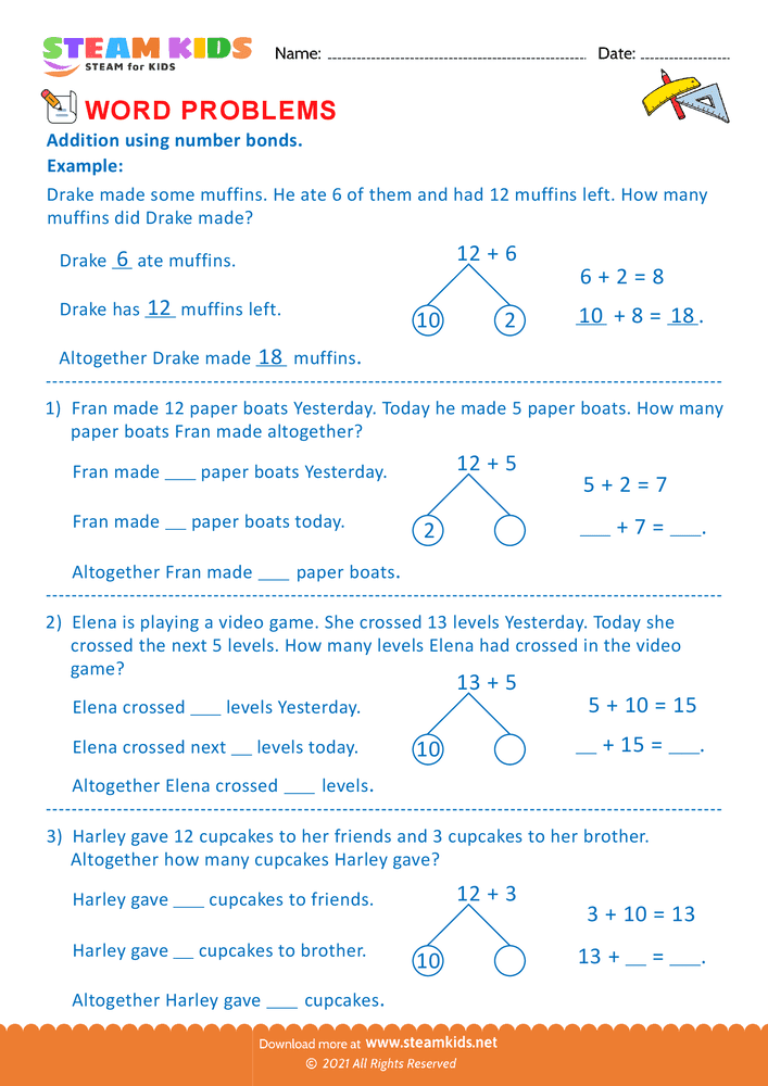 Free Math Worksheet - Word problems - Worksheet 2