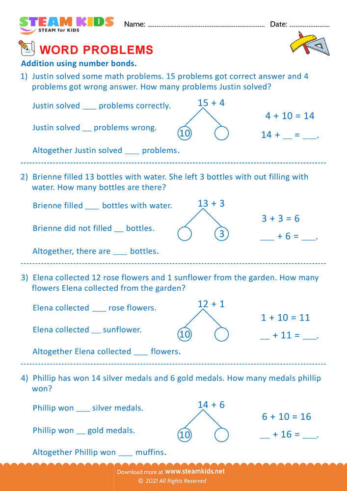 Free Math Worksheet - Word problems - Worksheet 3