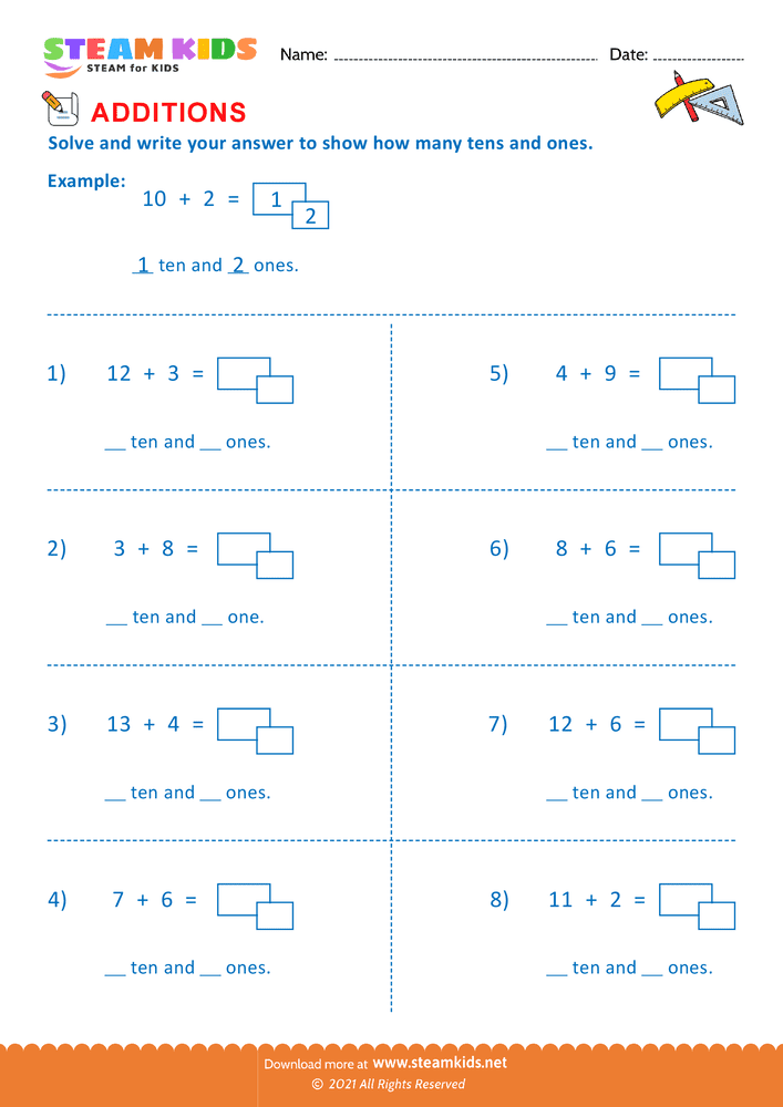 Free Math Worksheet - Add tens & ones - Worksheet 4