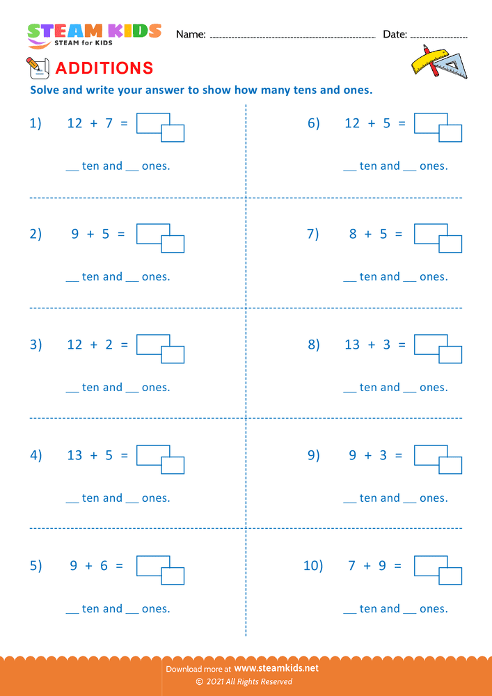 Free Math Worksheet - Add tens & ones - Worksheet 6