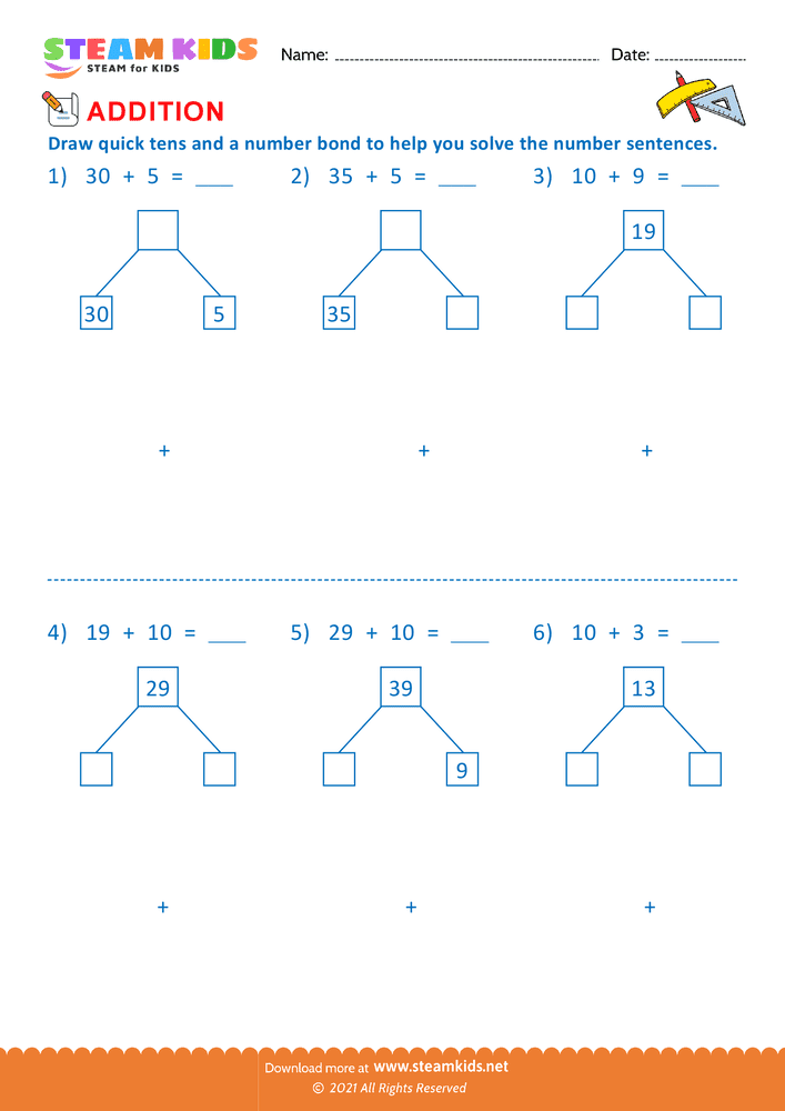 Free Math Worksheet - Using quick tens and ones - Worksheet 3