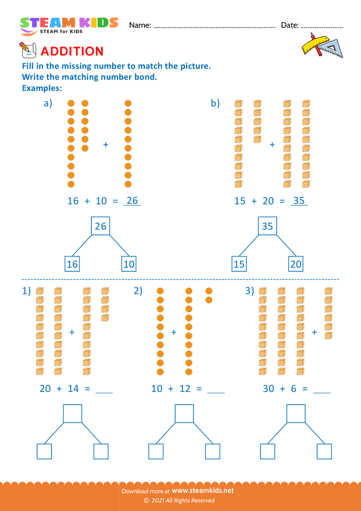 Free Math Worksheet - Using quick tens and ones - Worksheet 4