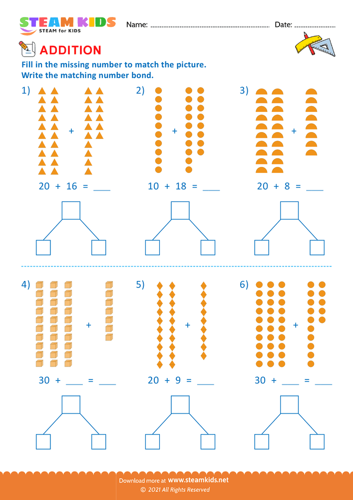 Free Math Worksheet - Using quick tens and ones - Worksheet 5